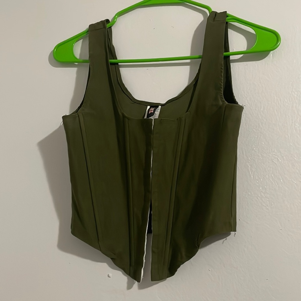 Olive green crop top.